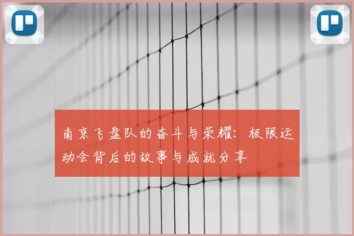 南京飞盘队的奋斗与荣耀：极限运动会背后的故事与成就分享